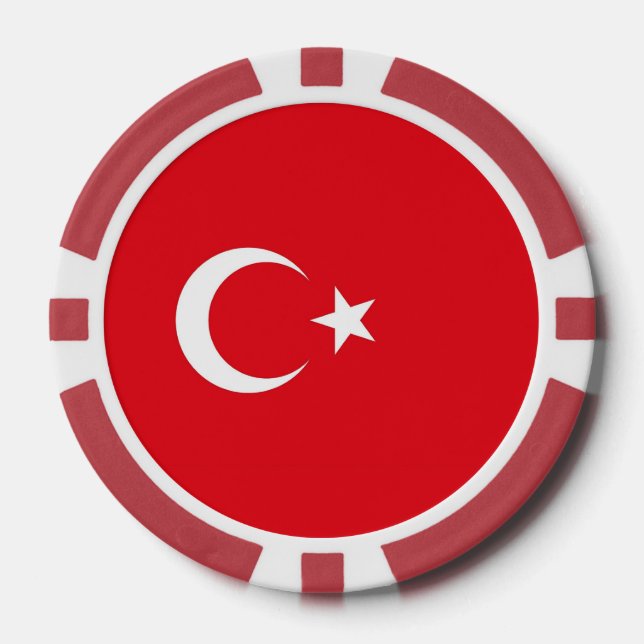 Chiapas de póquer con bandera de Turquía (Anverso)