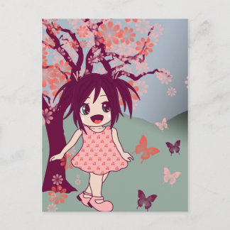 Chibi Anime Manga Cute Chica japonés postal