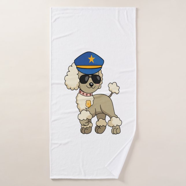 Chibi Anime Policía Poodle Dog (Toalla de baño)