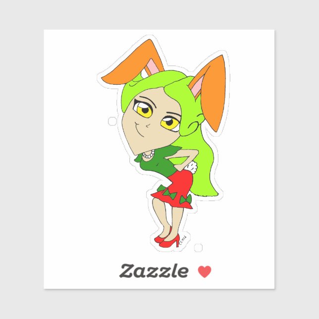 chibi bunnygirl pegatina (Hoja)