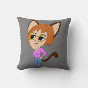 chibi catgirl tirada almohada