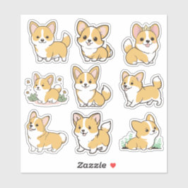 Chibi Cute Baby Corgi Dog Pegatinas
