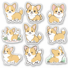 Chibi Cute Baby Corgi Dog Pegatinas