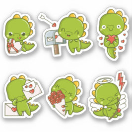 Chibi Cute Baby Dino Dinosaur Love Pegatinas