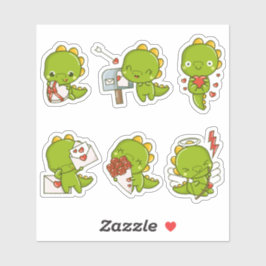 Chibi Cute Baby Dino Dinosaur Love Pegatinas