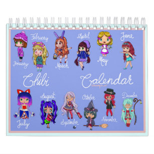 Chibi Dos páginas Calendario pequeño, Calendario b