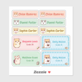 Chibi Hamster Name Labels - Pegatinas escolares Pa