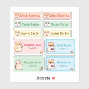 Chibi Hamster Name Labels - Pegatinas escolares Pa
