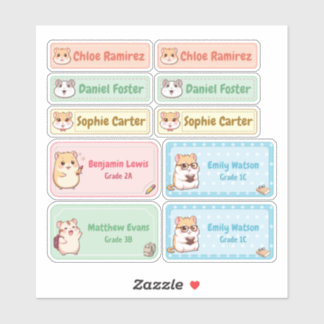 Chibi Hamster Name Labels - Pegatinas escolares Pa