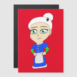 Chibi traje azul Sra. Claus