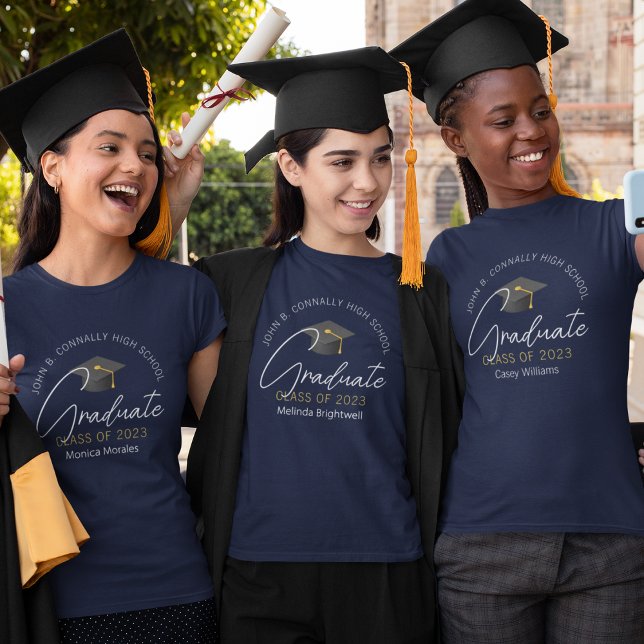 Chic Azul Marino Graduada Personalizada Camiseta d (Subido por el creador)