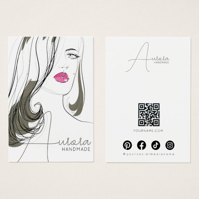Chic Black Beige Beauty Girl Jewelry Display Card (Anverso y reverso)