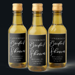 Chic Black White Bridal Shower Personalized<br><div class="desc">This elegant black bridal shower party mini wine label features beautiful white typography for an evening party in the winter. Minimalist script is a modern trend for a contemporary bride.</div>