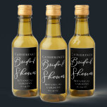 Chic Black White Bridal Shower Personalized<br><div class="desc">This elegant black bridal shower party mini wine label features beautiful white typography for an evening party in the winter. Minimalist script is a modern trend for a contemporary bride.</div>