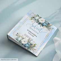 Chic Boho Light Blue Cream Flowers Sweet Sixteen