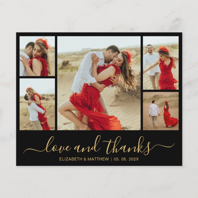 Chic Budget Photo Collage Wedding Thank You Flyer (Frente)