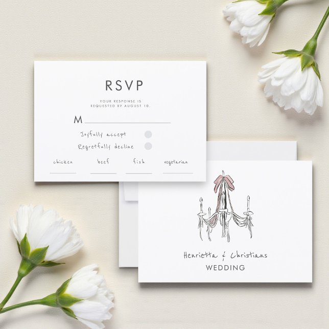 Chic Chandelier Watercolor Wedding RSVP Card (Subido por el creador)