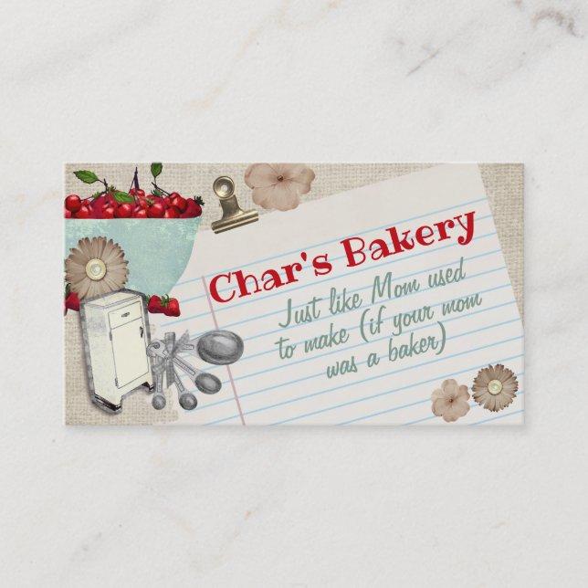 Chic chic de cerezo Shabby cocinando tarjetas biz (Anverso)