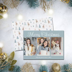Chic Dusty Blue Feliz Navidad Collage de Fotos