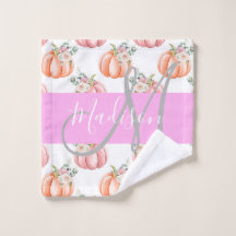 Chic Floral Blanco Rosa Melocotón Calabaza Monogra