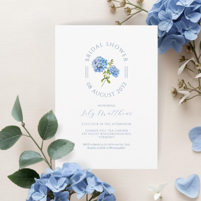Chic Floral Hydrangea Bridal Shower Invitation (Subido por el creador)