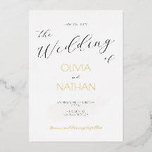 Chic Gold Script La Boda de Tarjeta de Invitación 