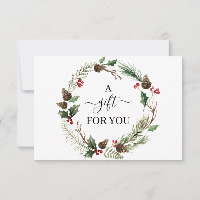 Chic Holly Berry & Leaves Wreath Gift Certificate (Anverso)