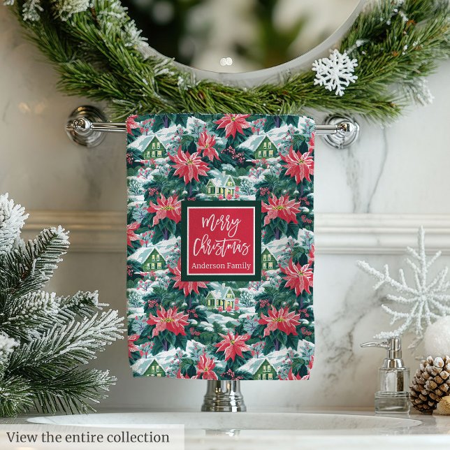 Chic hot pink and green Christmas preppy gift (Chic hot pink and green Christmas preppy gift Bath Towel Set )