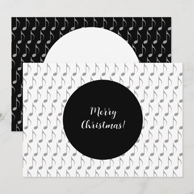 Chic Houndstooth Notas Musicales Feliz Navidad (Anverso / Reverso)