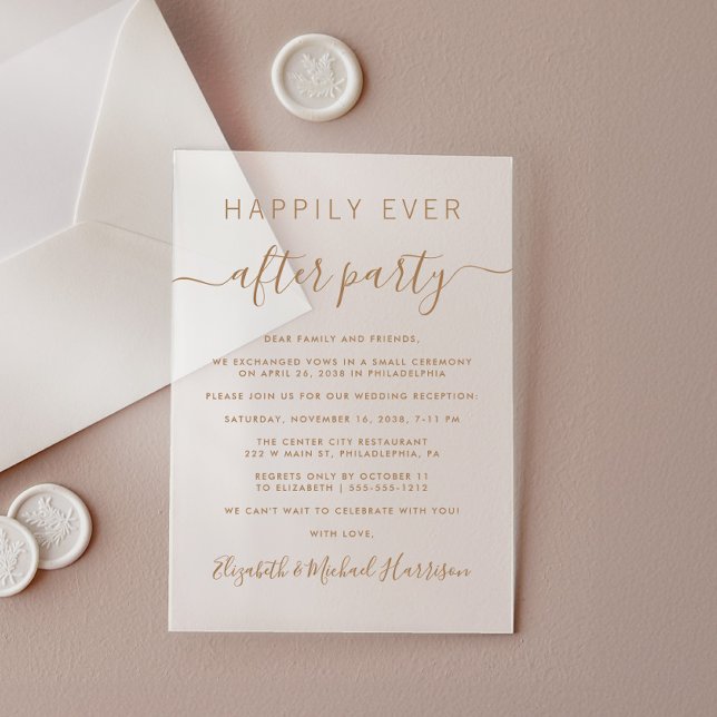 Chic Invitación de Boda con Escritura Dorada Helad (Celebrate your Happily Ever After in style with our elegant acrylic wedding reception invitations)