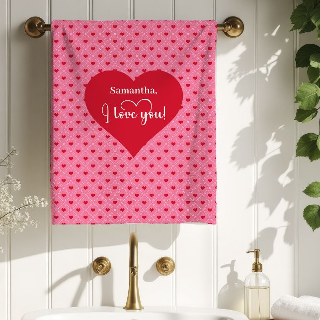 Chic Lovely Pink Hearts I Love You Gift Valentine (Chic Lovely Pink Hearts I Love You Gift Valentine Bath Towel Set)