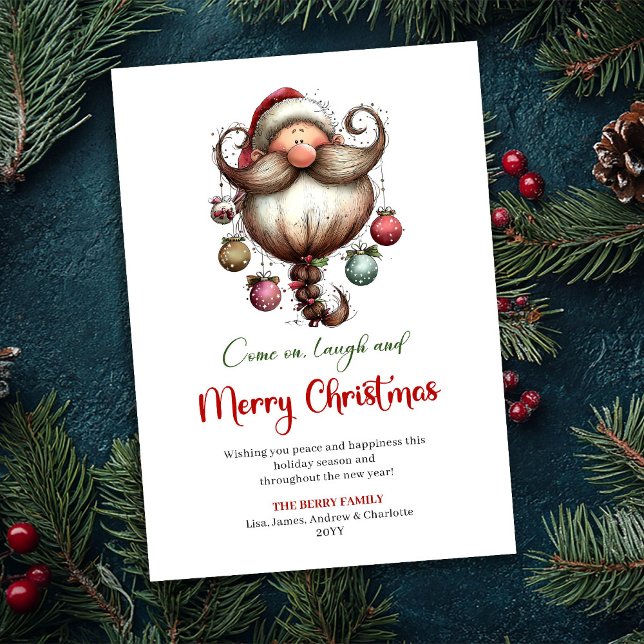 Chic Minimalista Santa Quirky Acuarela Navidad (Minimalist Quirky Santa Watercolor Christmas Greeting)