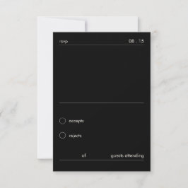 Chic Minimalista Tarjeta de Respuesta de Boda Negr