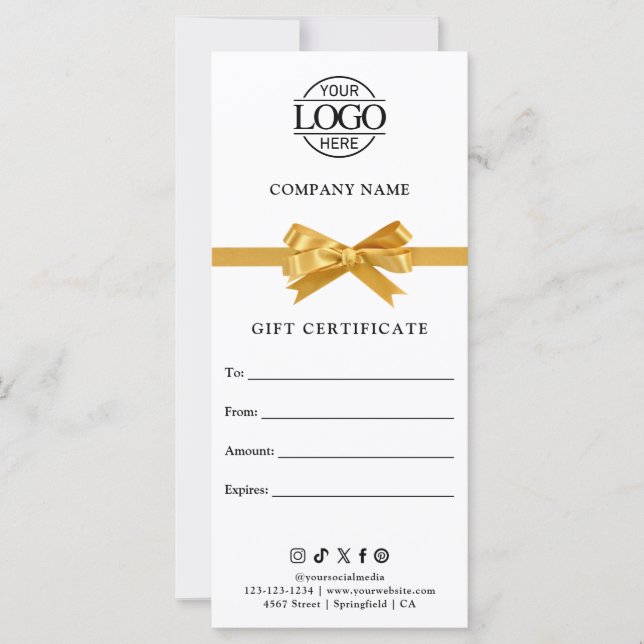 Chic Modern Business Gift Certificate with Logo (Anverso)