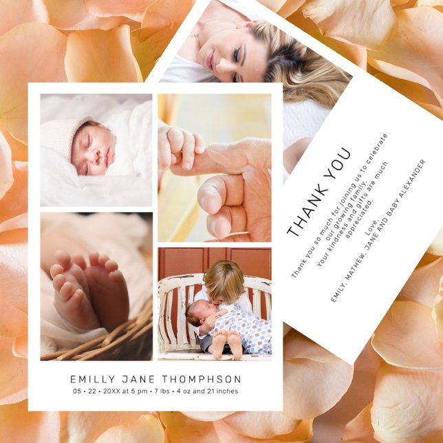 Chic Moderno 5 Foto Agradecimiento Baby Shower (Subido por el creador)
