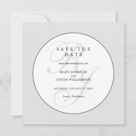 Chic Monograma en Negro y Blanco Save the Date