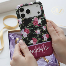 Chic Negro Rosado y Rojo con Estampado Floral Nomb