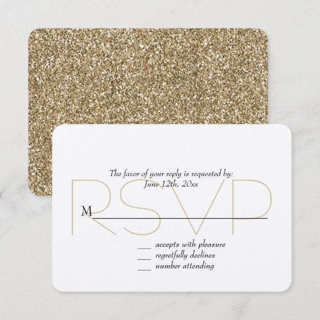 Chic oro falso brillo RSVP (Anverso / Reverso)