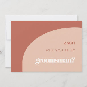 Chic peach terracota arch Groomsman tarjeta de pro