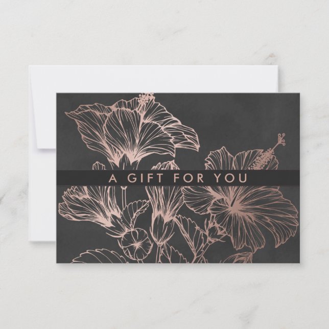 Chic Rosa Dorado Floral | Certificado de Regalo (Anverso)