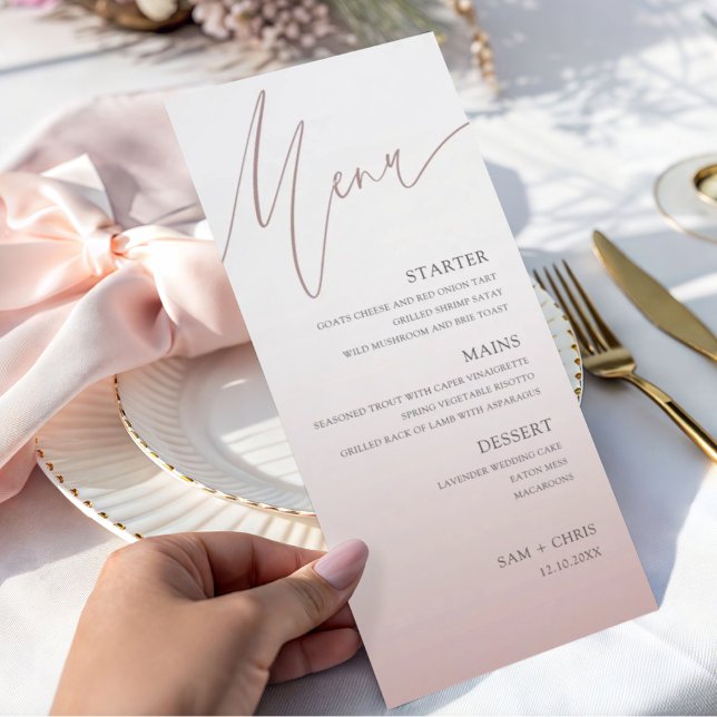 Chic Rose Gold  Wedding Dinner Menu (Subido por el creador)