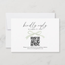 Chic Sage Green Bow Ribbon QR Code Wedding Rsvp