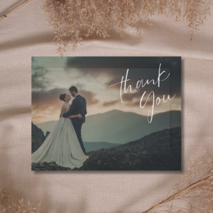 Chic Script Foto Tarjeta de Agradecimiento de Boda