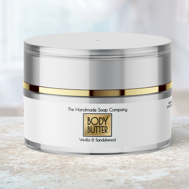 Chic White Gold Body Butter Jar Label  (Subido por el creador)