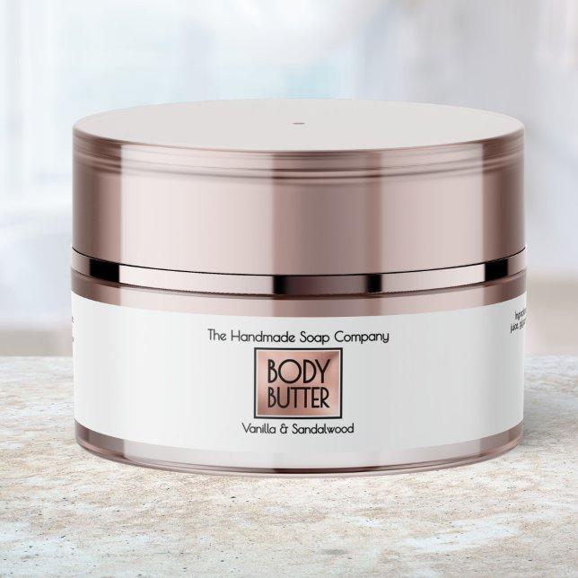 Chic White Rose Gold Body Butter Jar Label  (Subido por el creador)