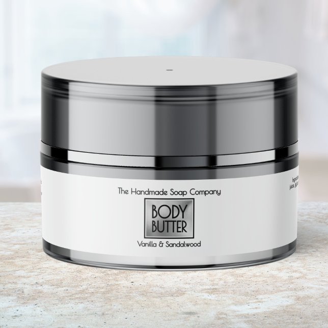 Chic White Silver Body Butter Jar Label  (Subido por el creador)
