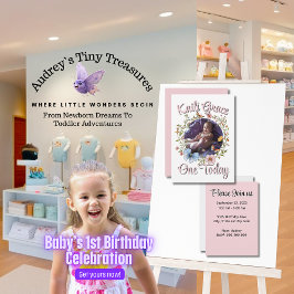 Chica 1º cumpleaños Primavera mariposa invitación