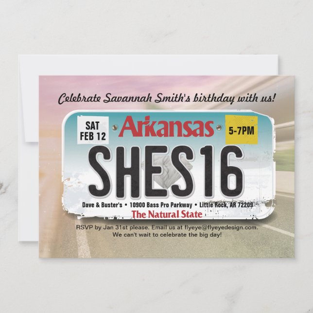 Chica 16º cumpleaños Invitación a la licencia de A (Anverso)