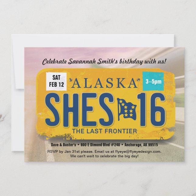 Chica 16º cumpleaños Invitación a la licencia de A (Anverso)