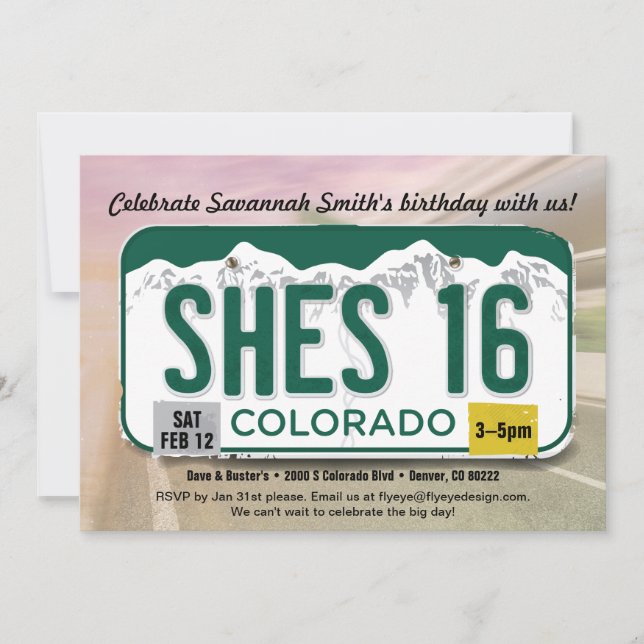 Chica 16º cumpleaños Invitación a la licencia de C (Anverso)